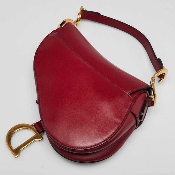 Christian Dior Red Smooth Leather Mini Saddle Bag - Picture 3 of 10